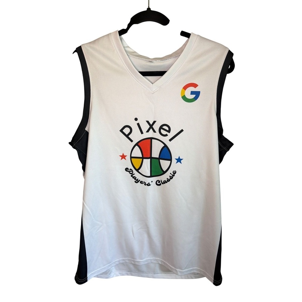 Google Pixel Players Classic Basketball Jersey White Black Mens XL Tech Promo